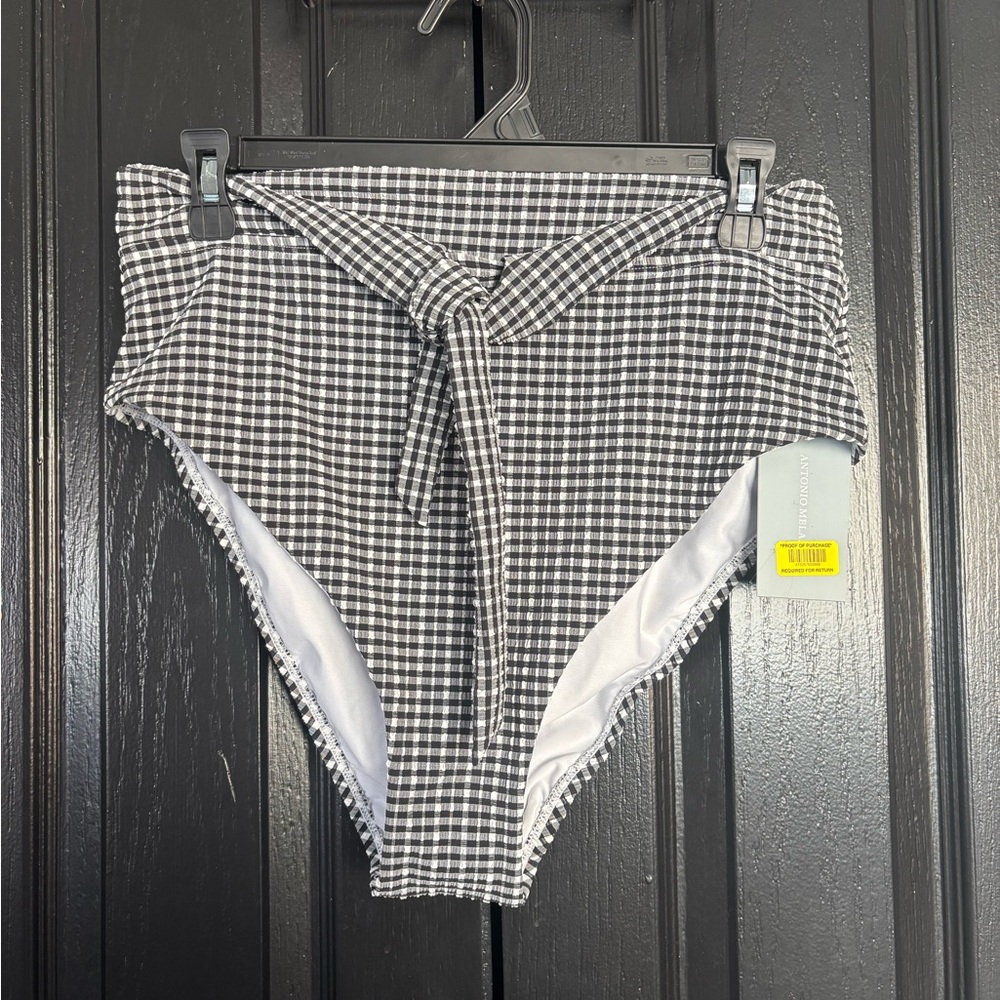 ANTONIO MELANI Black and White Gingham Bikini Bottom